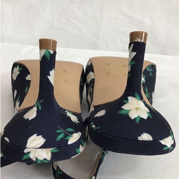 Draper James Denim Willow Slingback Heels Navy Floral Magnolia Shoes Size 9 - Picture 12 of 13